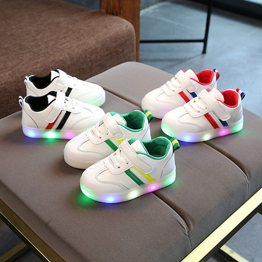 Kids White Trainers with LED Lights
