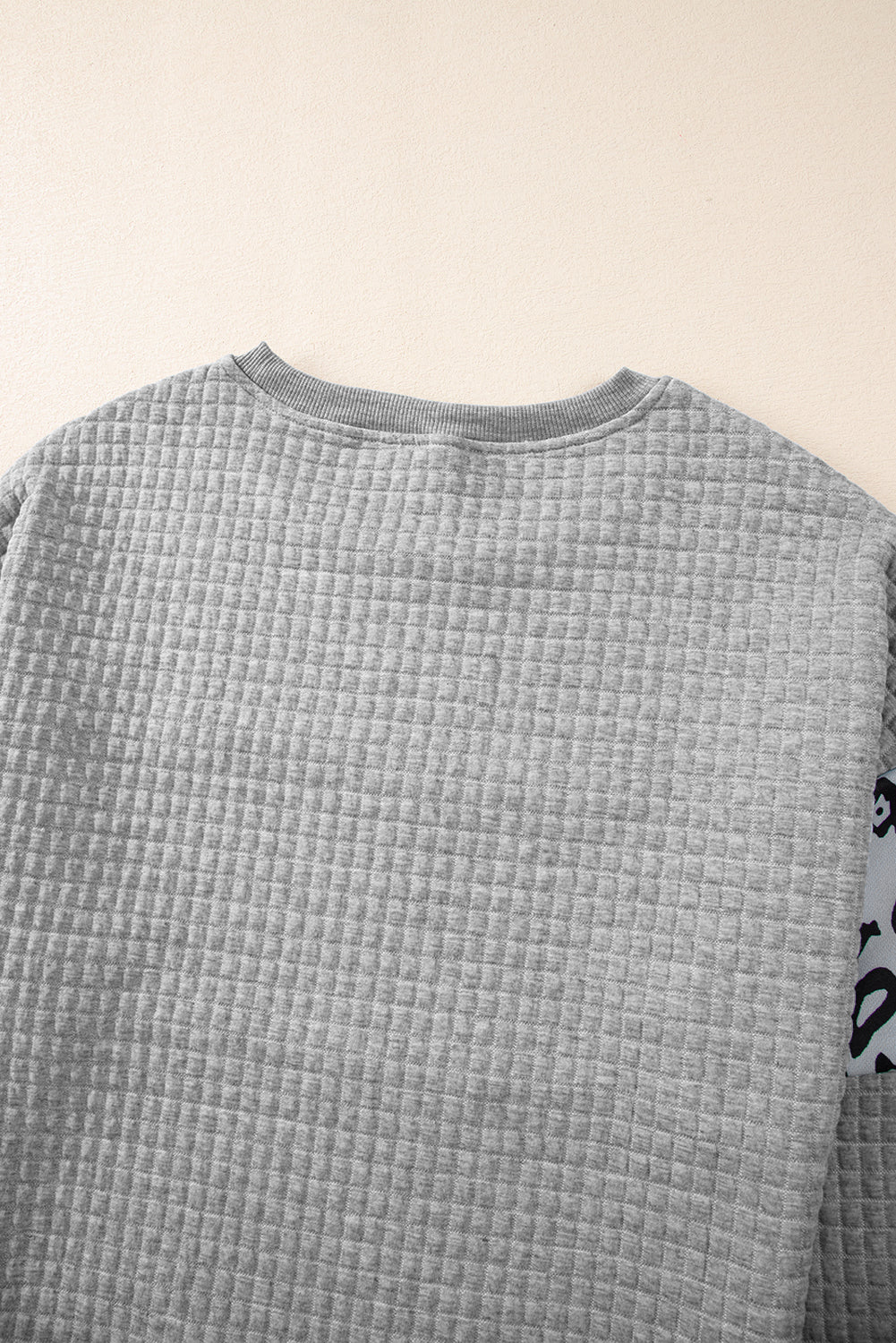 Leopard Quilted Patchwork Crew Neck Sweatshirt