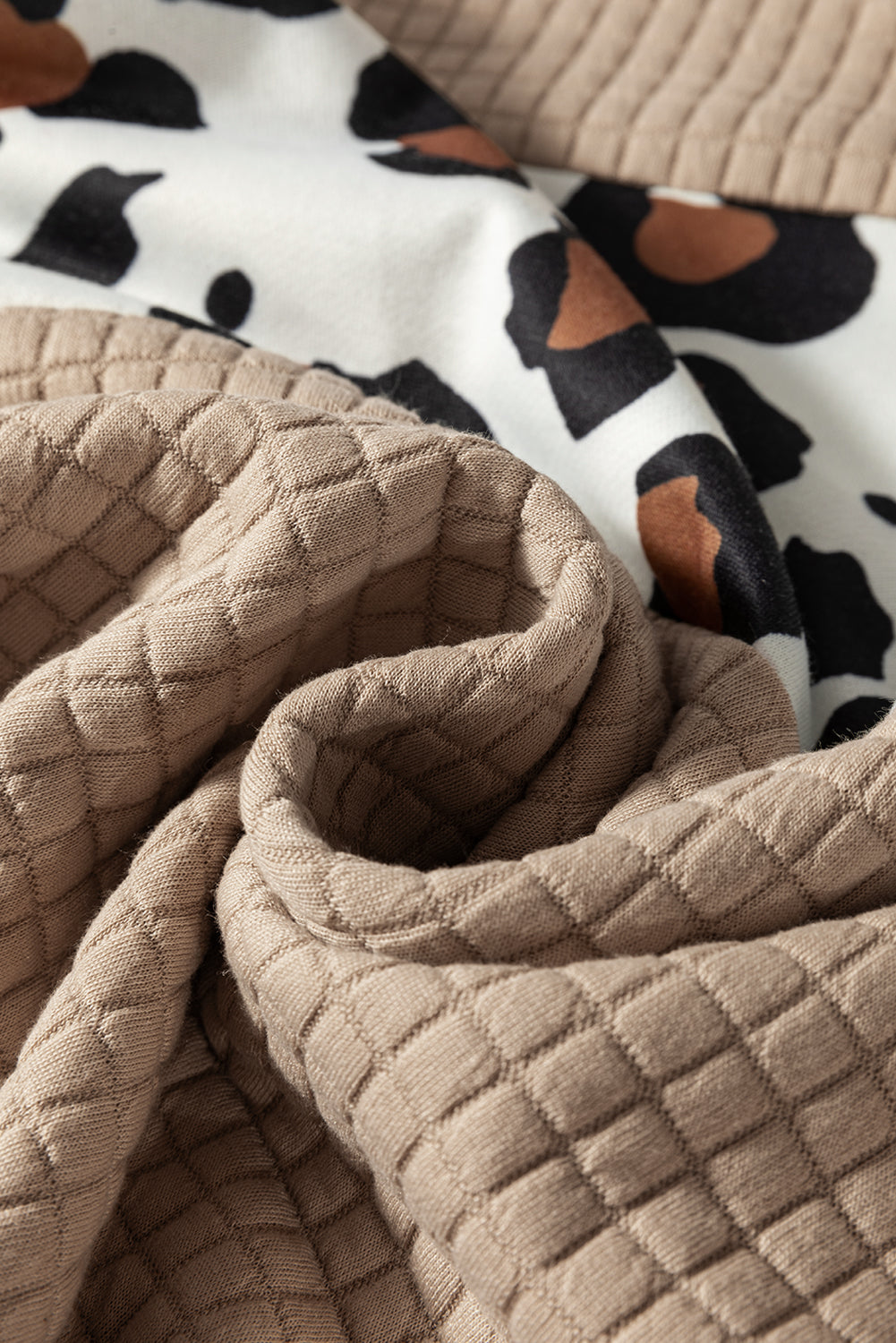 Leopard Quilted Patchwork Crew Neck Sweatshirt