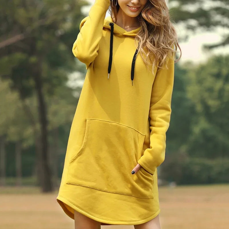 Casual Pocket Hooded Jumper Dress