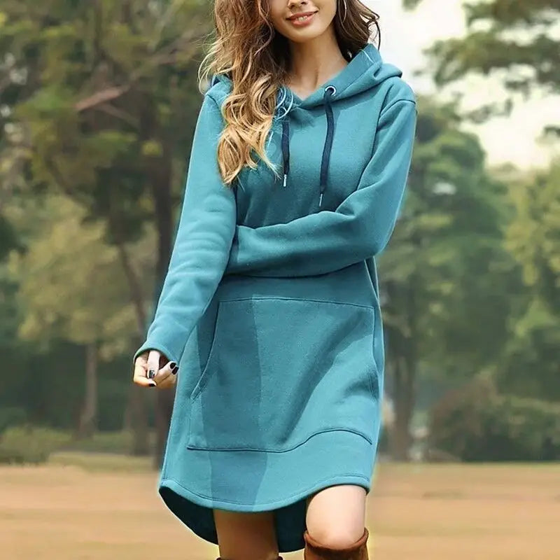 Casual Pocket Hooded Jumper Dress