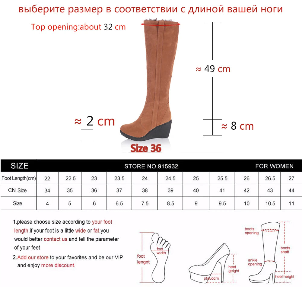 3 Styles Wedge Heel Fur Boots