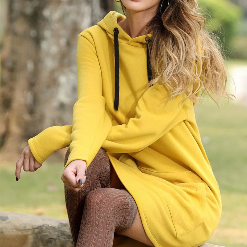 Casual Pocket Hooded Jumper Dress