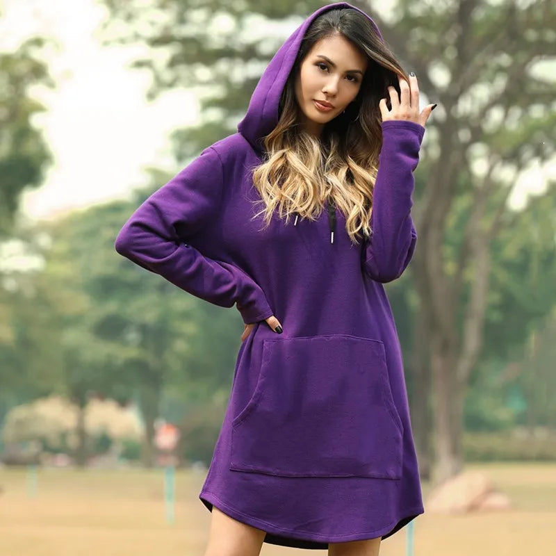 Casual Pocket Hooded Jumper Dress