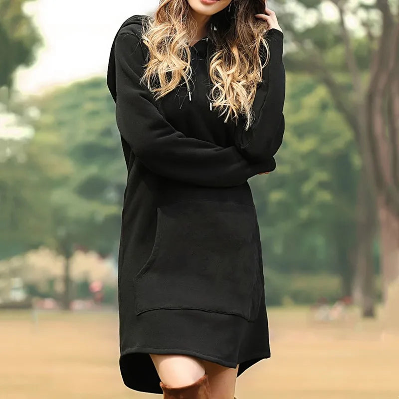 Casual Pocket Hooded Jumper Dress