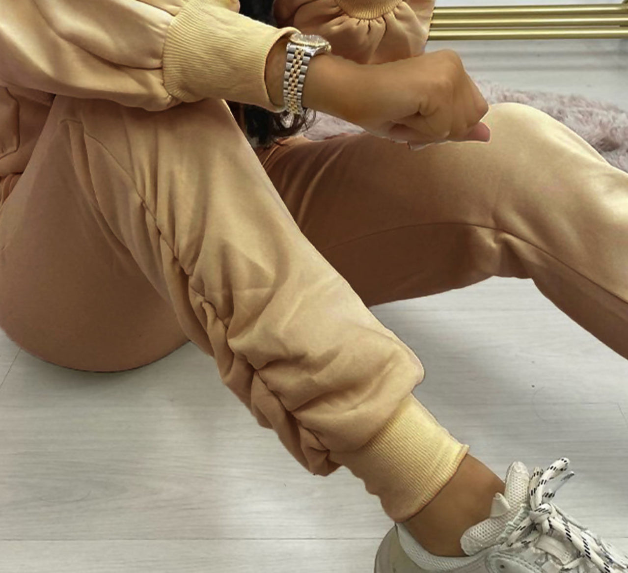 Fleece Lined Ruched Ankle Joggers