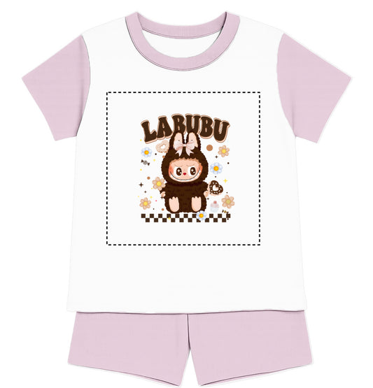 Children's Brown Labubu Inspired T-Shirt and Short Pyjama Set