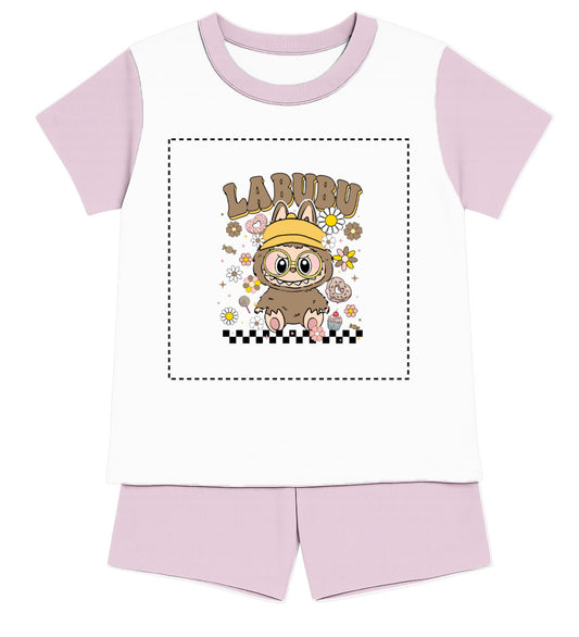 Children's Mocha Labubu Inspired T-Shirt and Short - Pyjama Set
