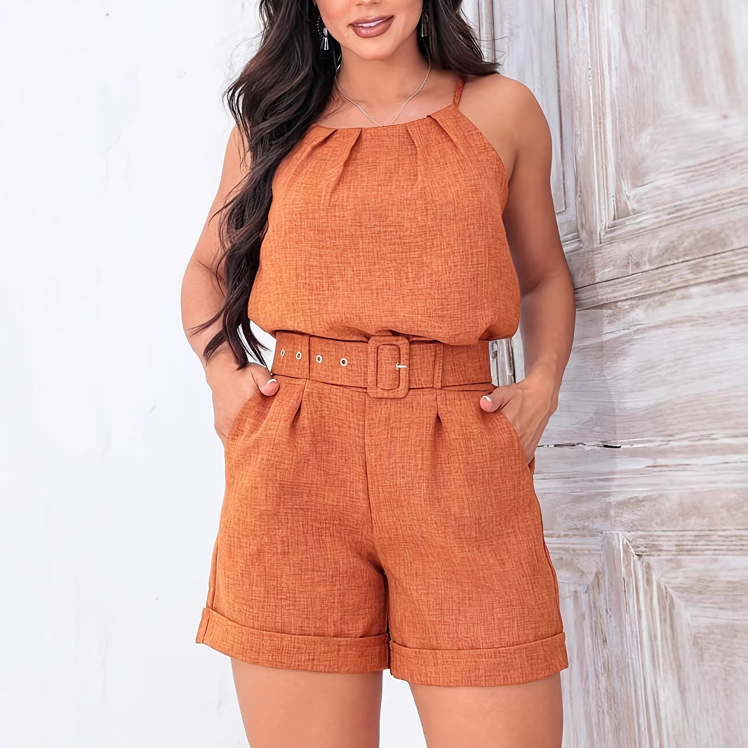 Pleated Pullover High Waist Top & Shorts Set