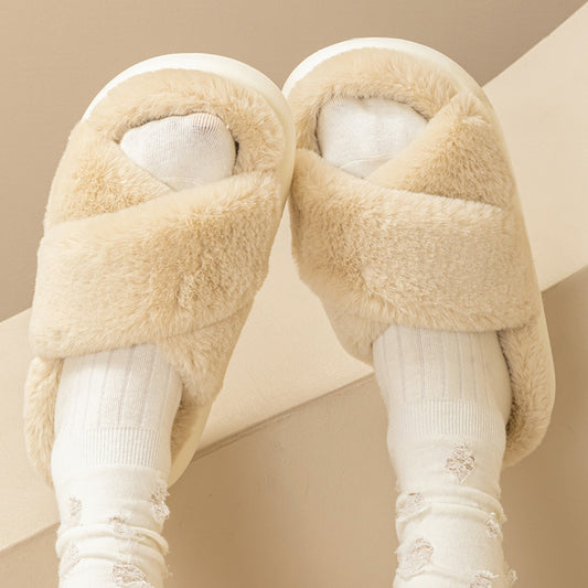 Crossover Fluffy Slippers