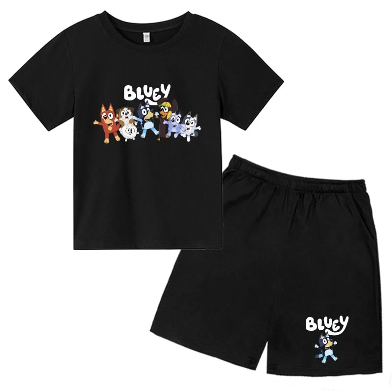 Kids Bluey Cartoon T-shirts & Shorts Set