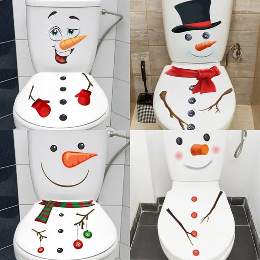 Snowman Christmas Self-adhesive Waterproof Toilet Stickers