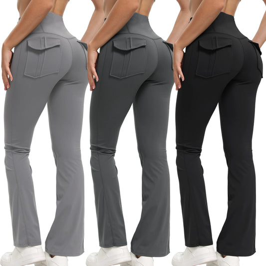 High Waisted Flared Leggings with Pockets