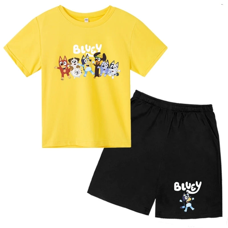 Kids Bluey Cartoon T-shirts & Shorts Set