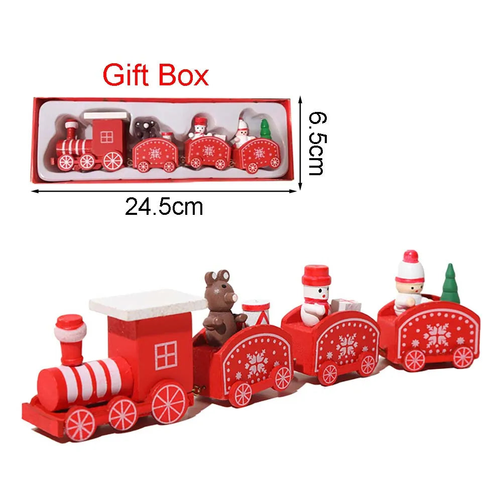 Small Wooden Christmas Train Decorations
