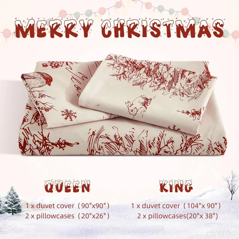 Red Christmas Countryside Duvet Cover Set