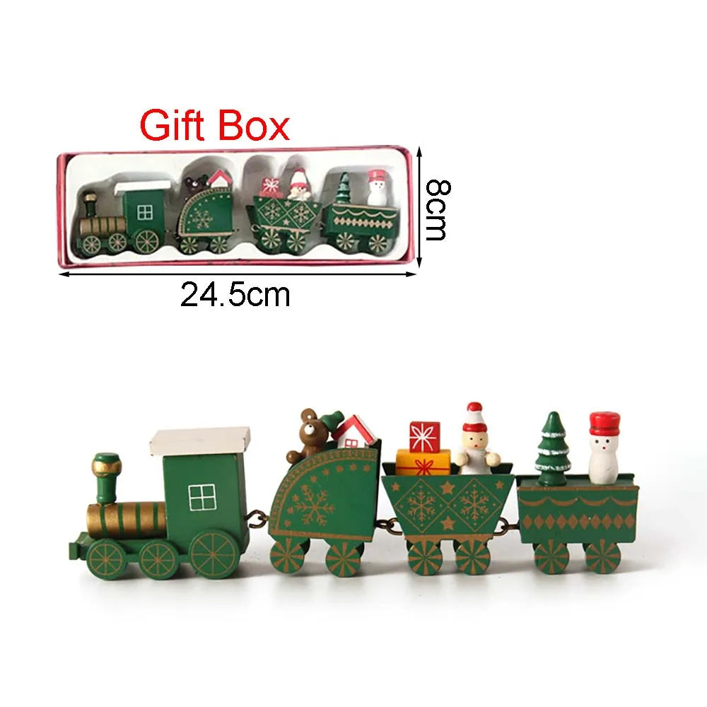 Small Wooden Christmas Train Decorations