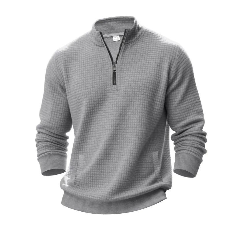 Men’s Half-Zip Check Pattern Sweatshirt