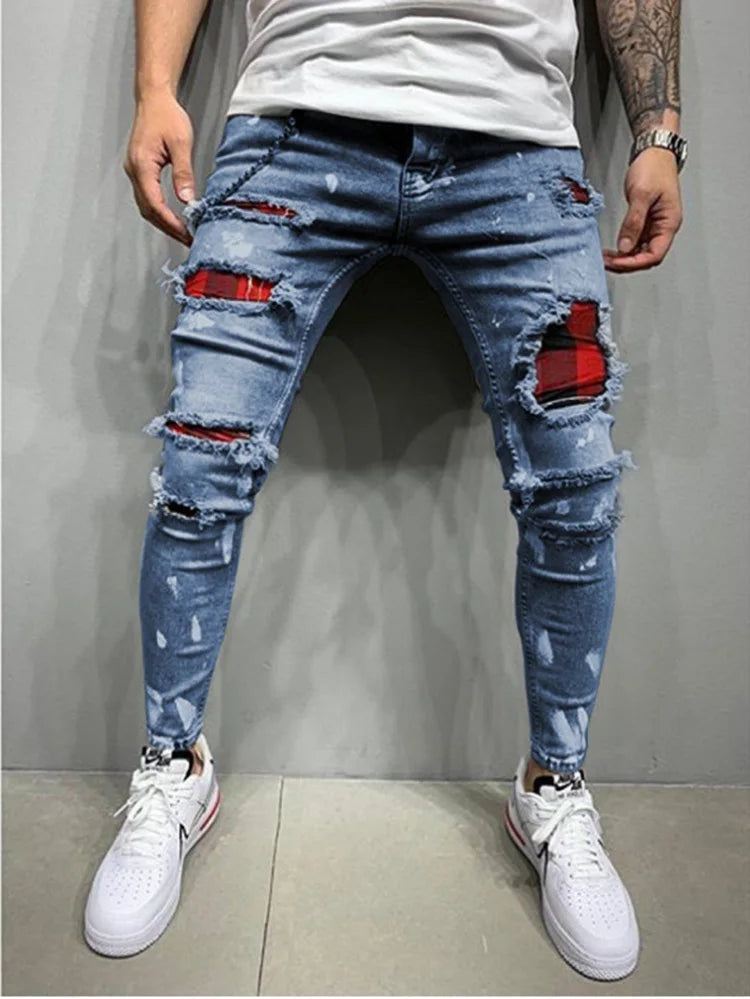 Men’s Skinny Fit Ripped Distressed Jeans