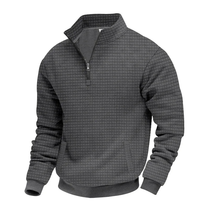 Men’s Half-Zip Check Pattern Sweatshirt