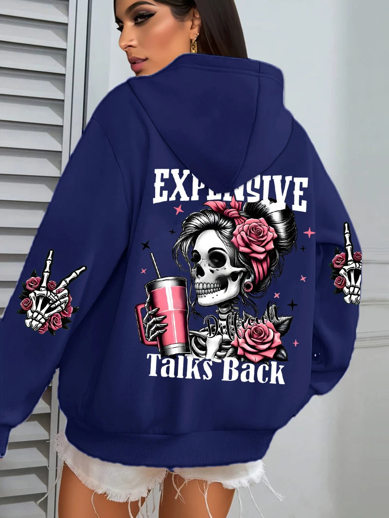 Expensive Talks Back Funny Print Hoodie