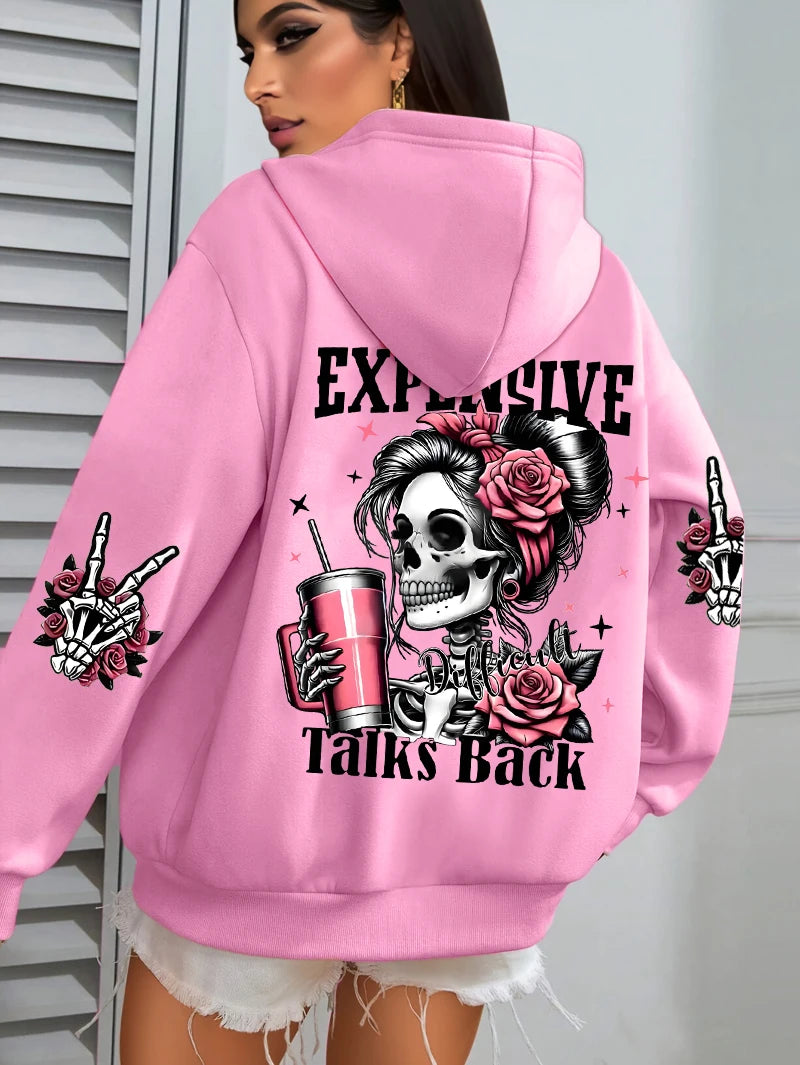 Expensive Talks Back Funny Print Hoodie