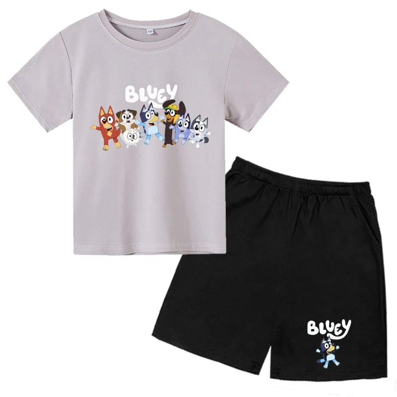 Kids Bluey Cartoon T-shirts & Shorts Set