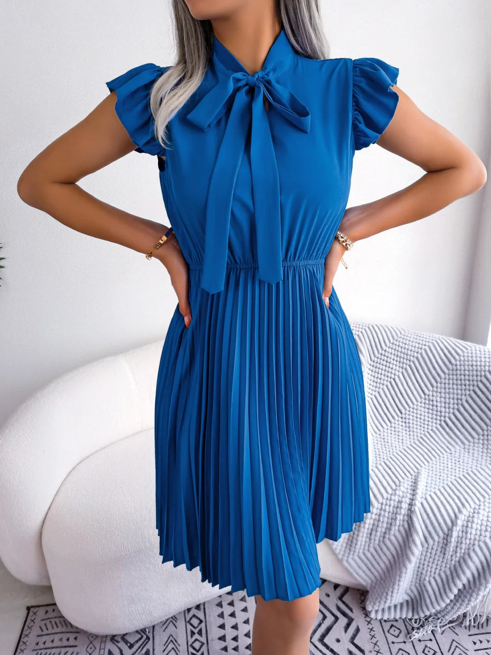 Pleated Mini Dress