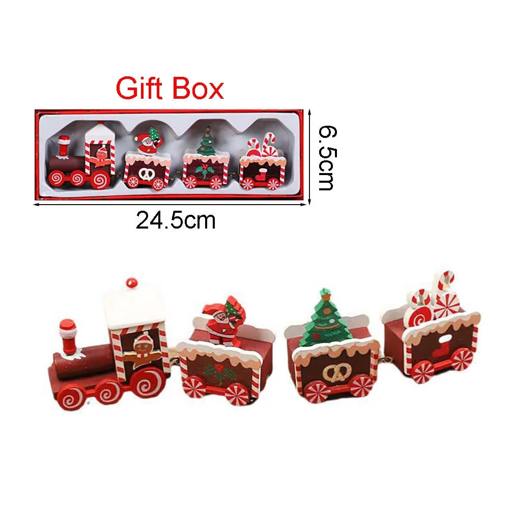 Small Wooden Christmas Train Decorations