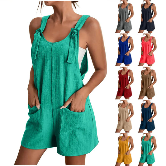 Casual Knot Strap Dungaree Shorts