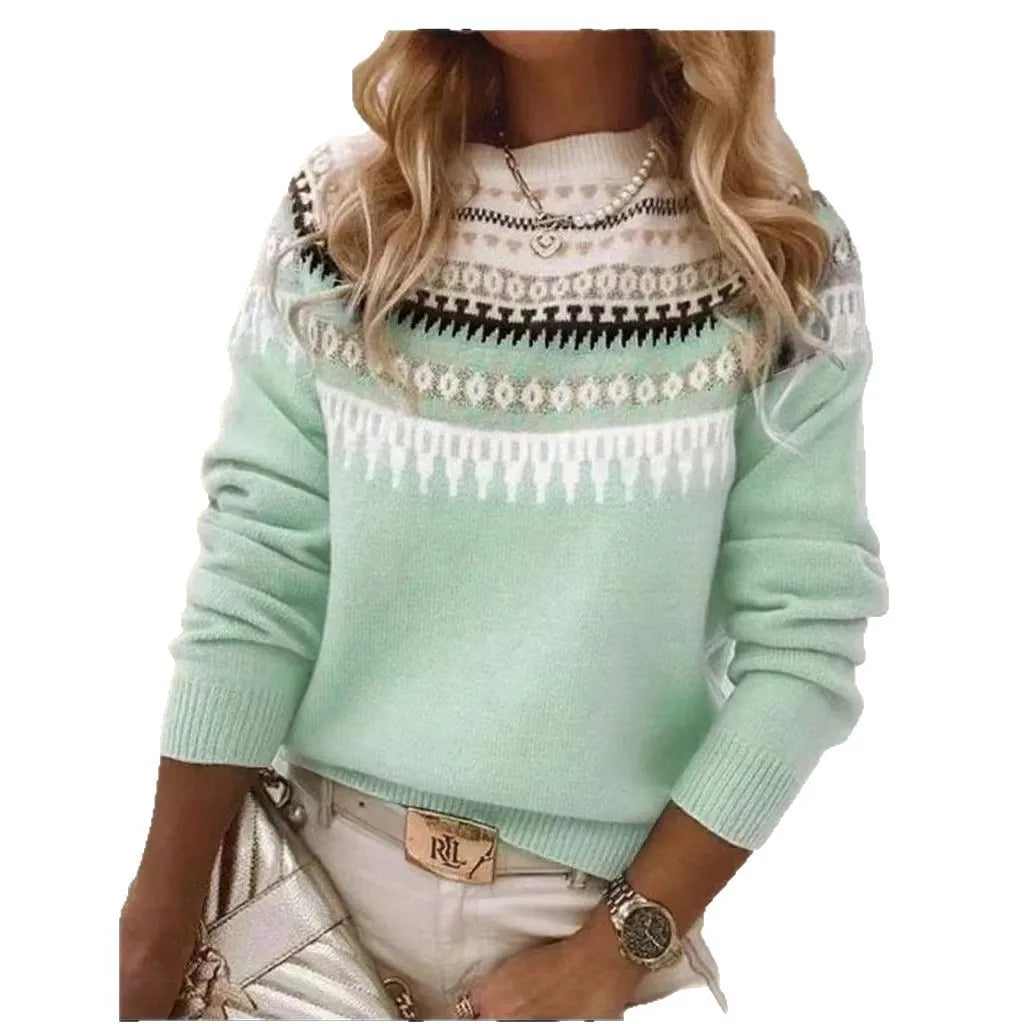 Loose Fit Geometric Pattern Sweater