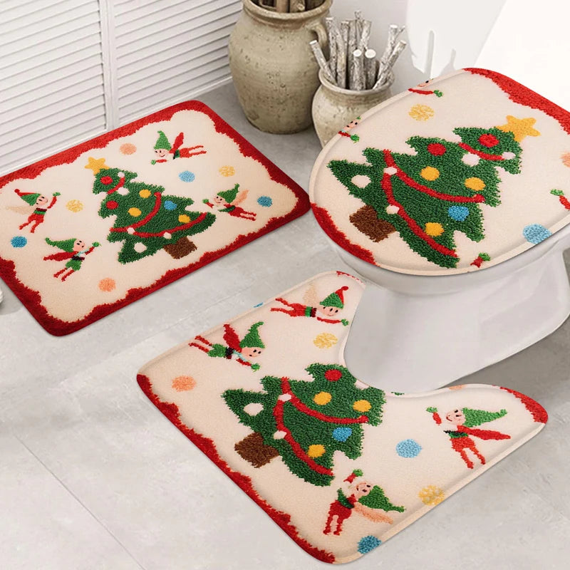 3pcs Christmas Bathroom Mats