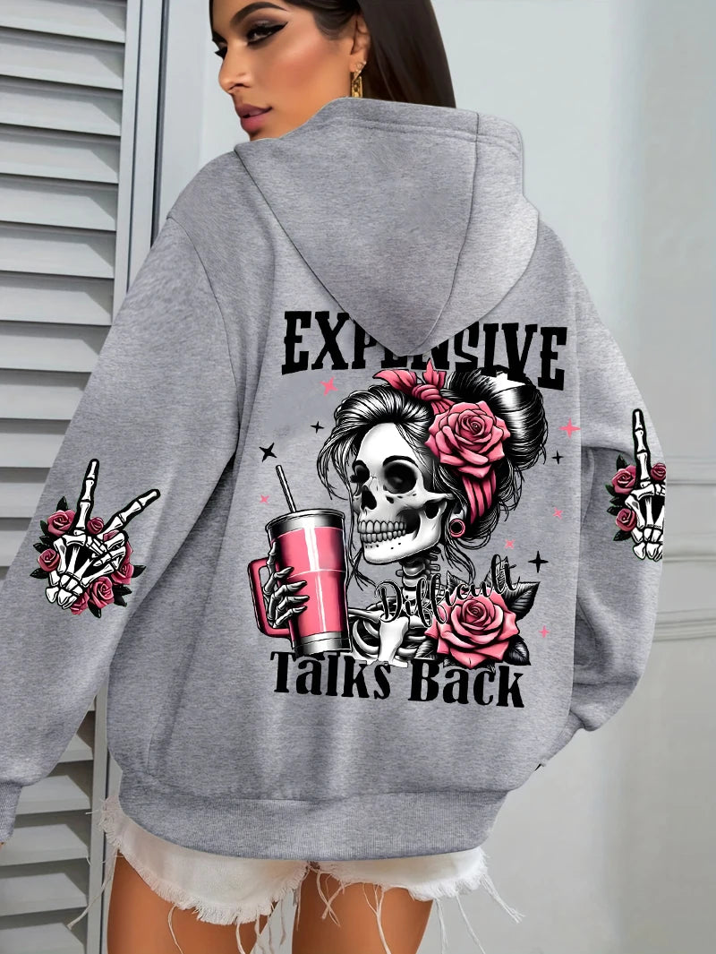 Expensive Talks Back Funny Print Hoodie