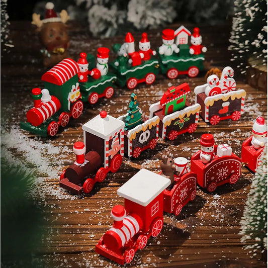 Small Wooden Christmas Train Decorations