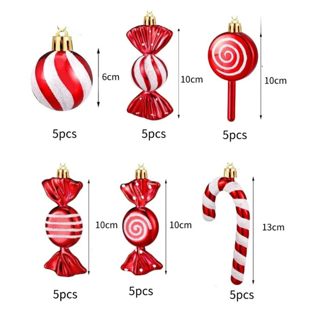30Pc 6-10cm Candy Lollipop Christmas Tree Ornaments