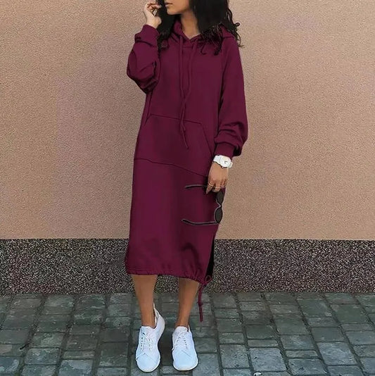 Casual Hooded Sweater Dress