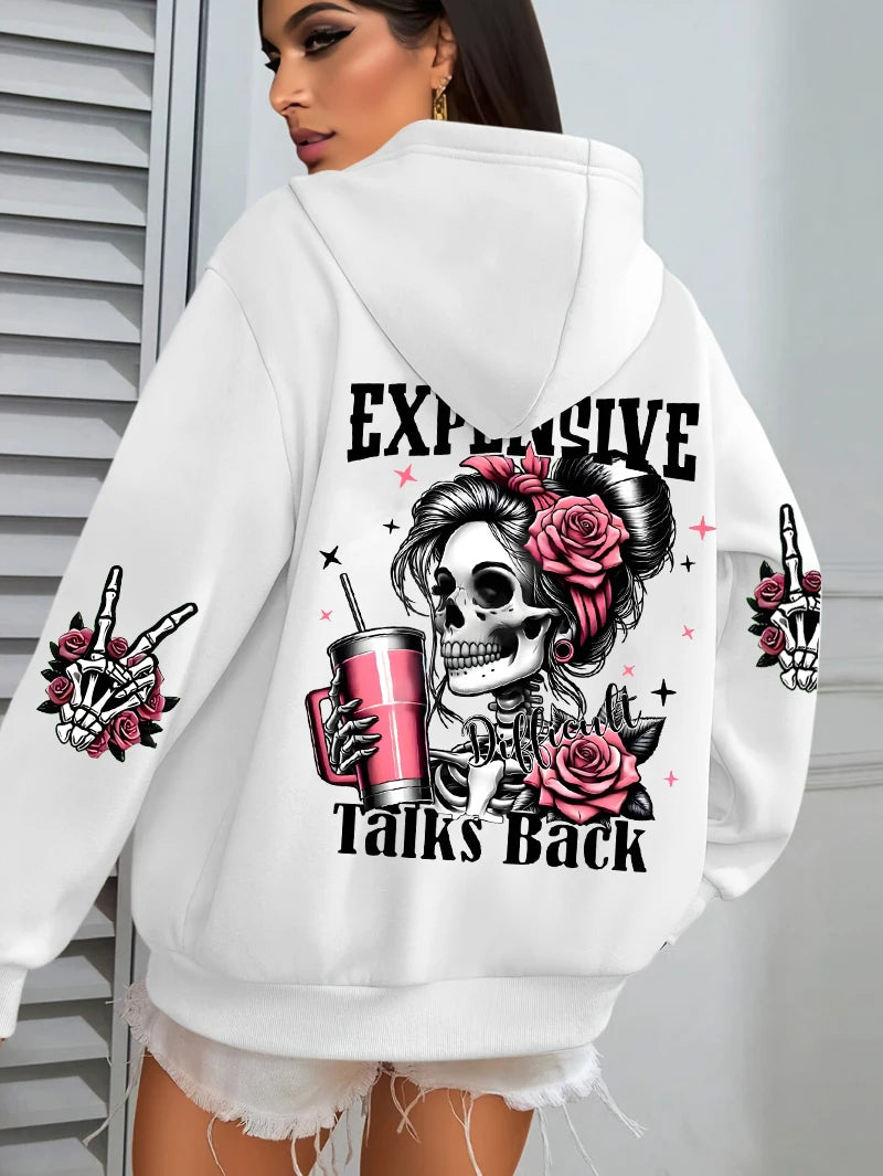 Expensive Talks Back Funny Print Hoodie