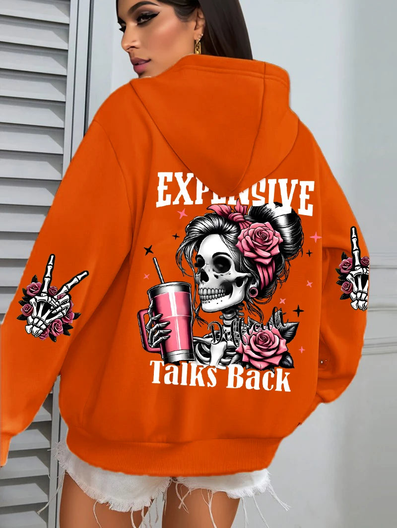 Expensive Talks Back Funny Print Hoodie