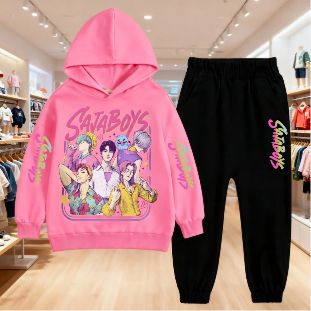 Kids Saja Boys K-pop Demon Hunters Inspired Hoodie & Joggers Set