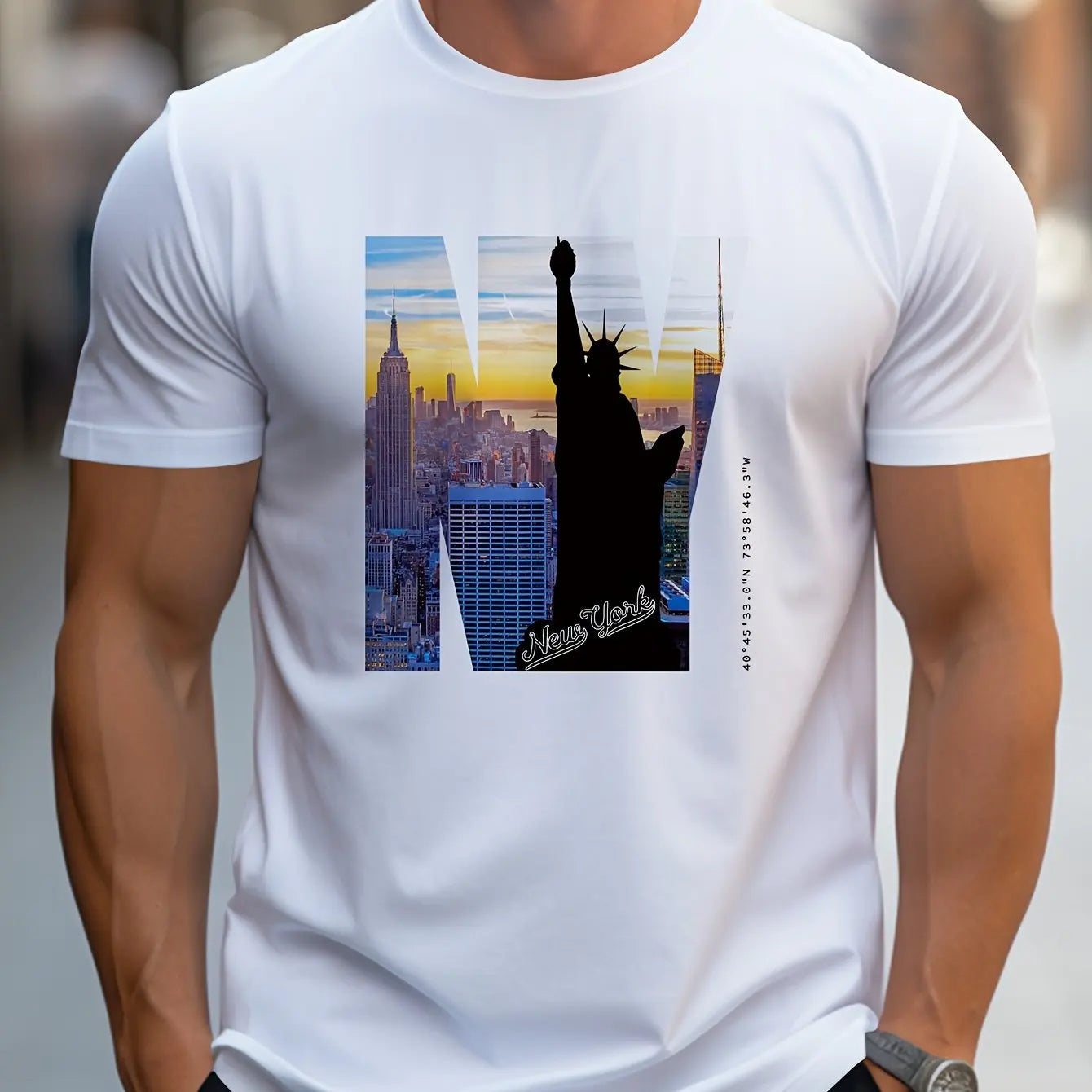Men's Loose Fit NY Graphic Print T-shirt