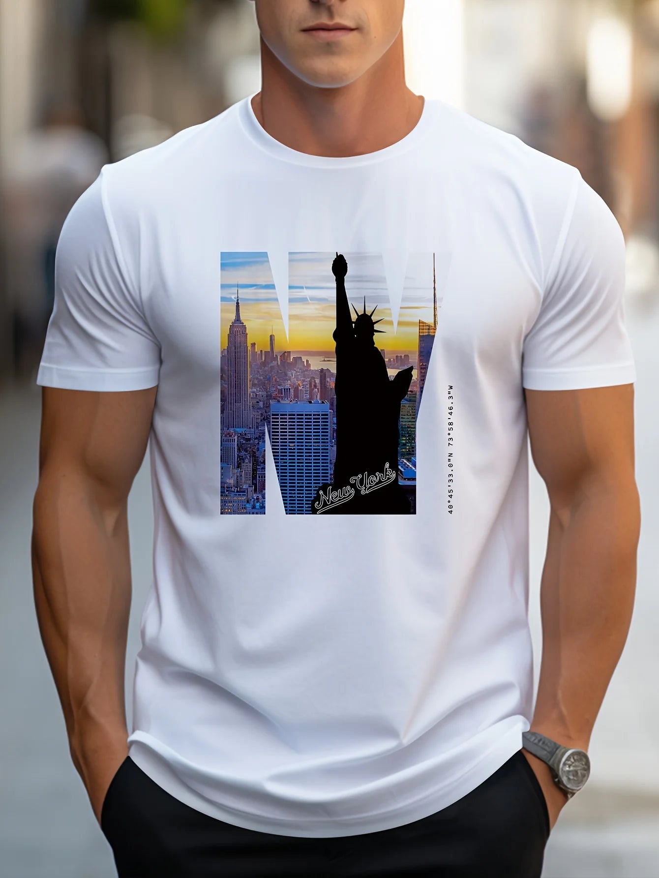 Men's Loose Fit NY Graphic Print T-shirt