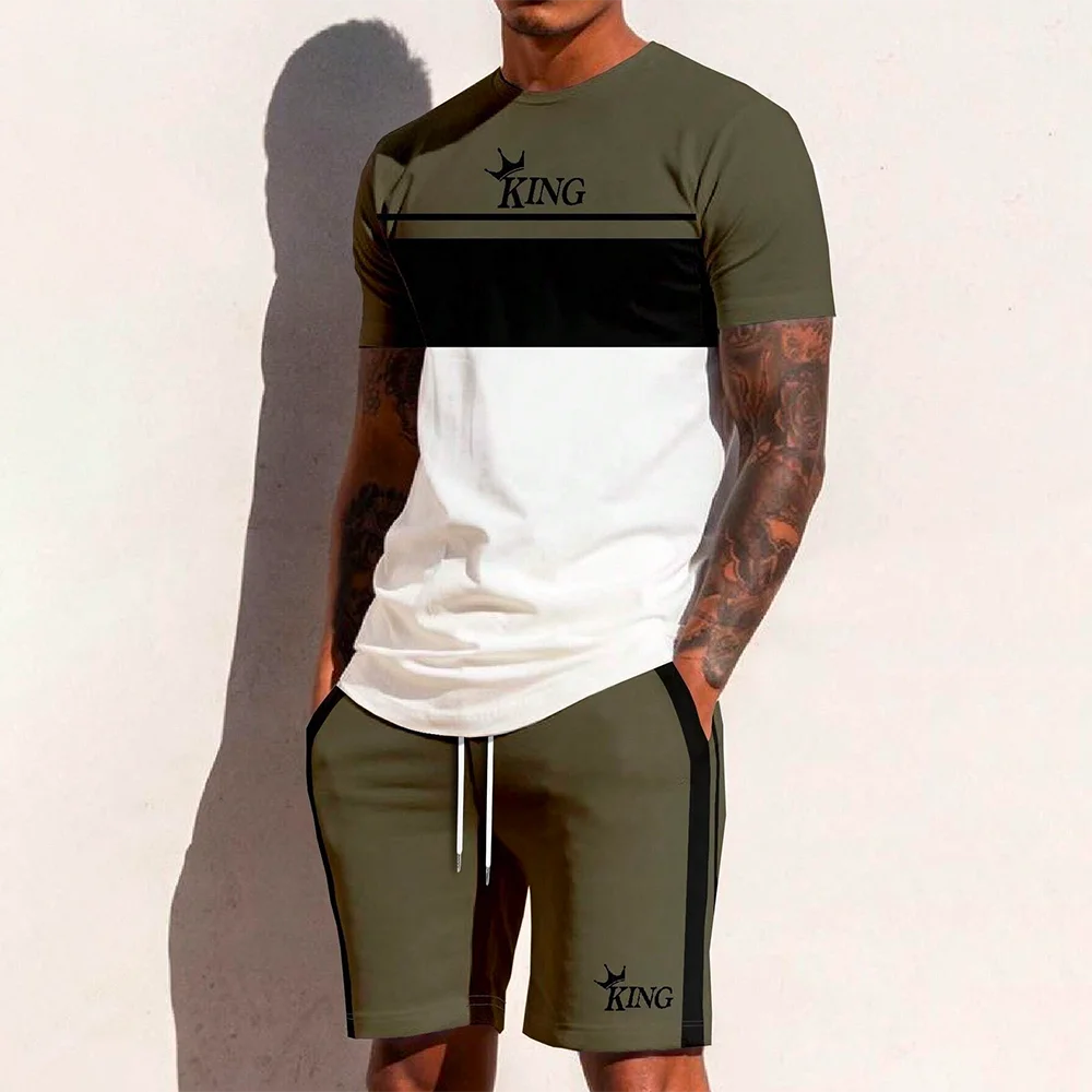 Men’s King Striped Top & Shorts Set