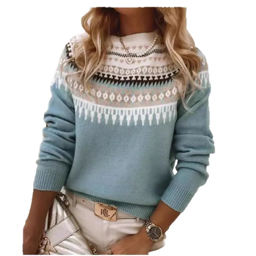 Loose Fit Geometric Pattern Sweater