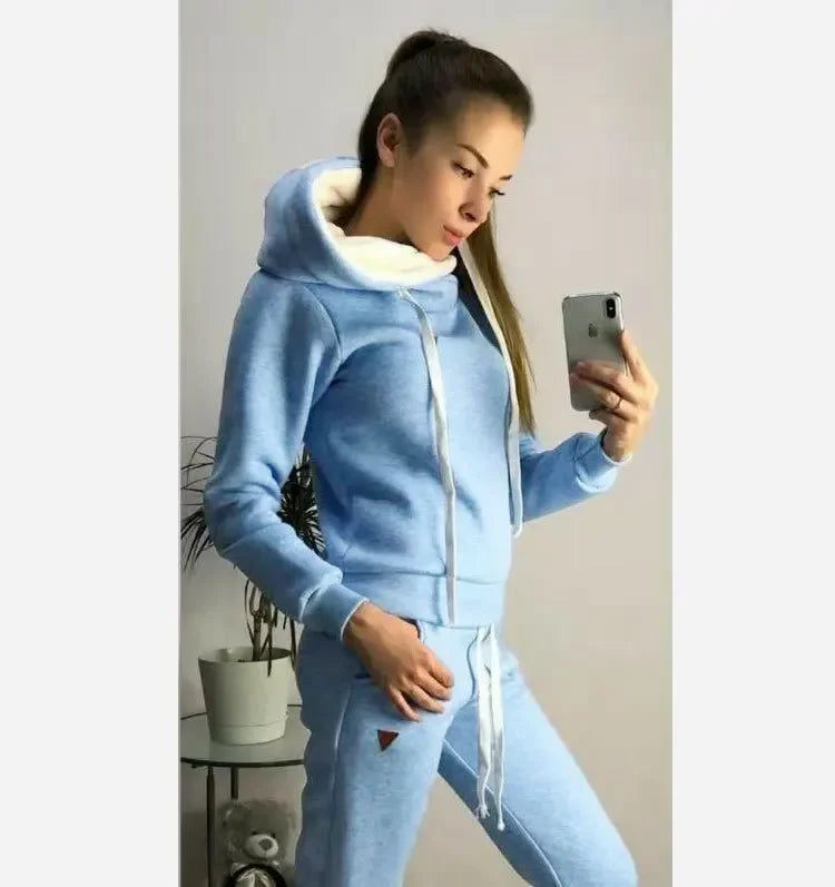 Casual High Neck Hoodie & Joggers Set