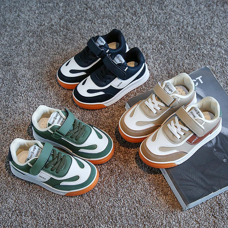 Kids PU Leather Casual Trainers