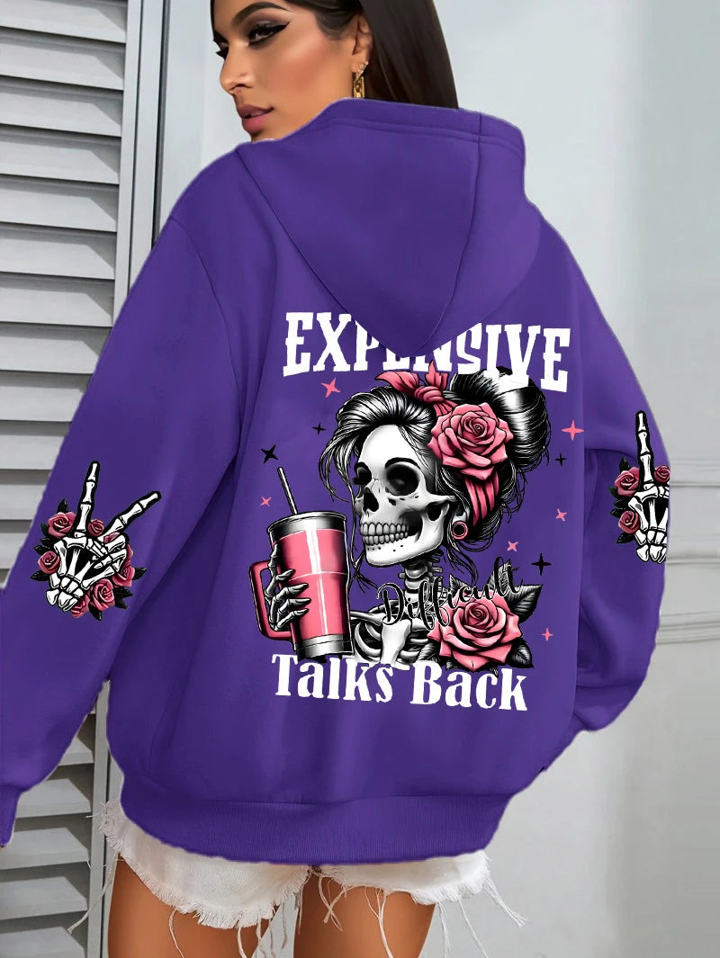 Expensive Talks Back Funny Print Hoodie