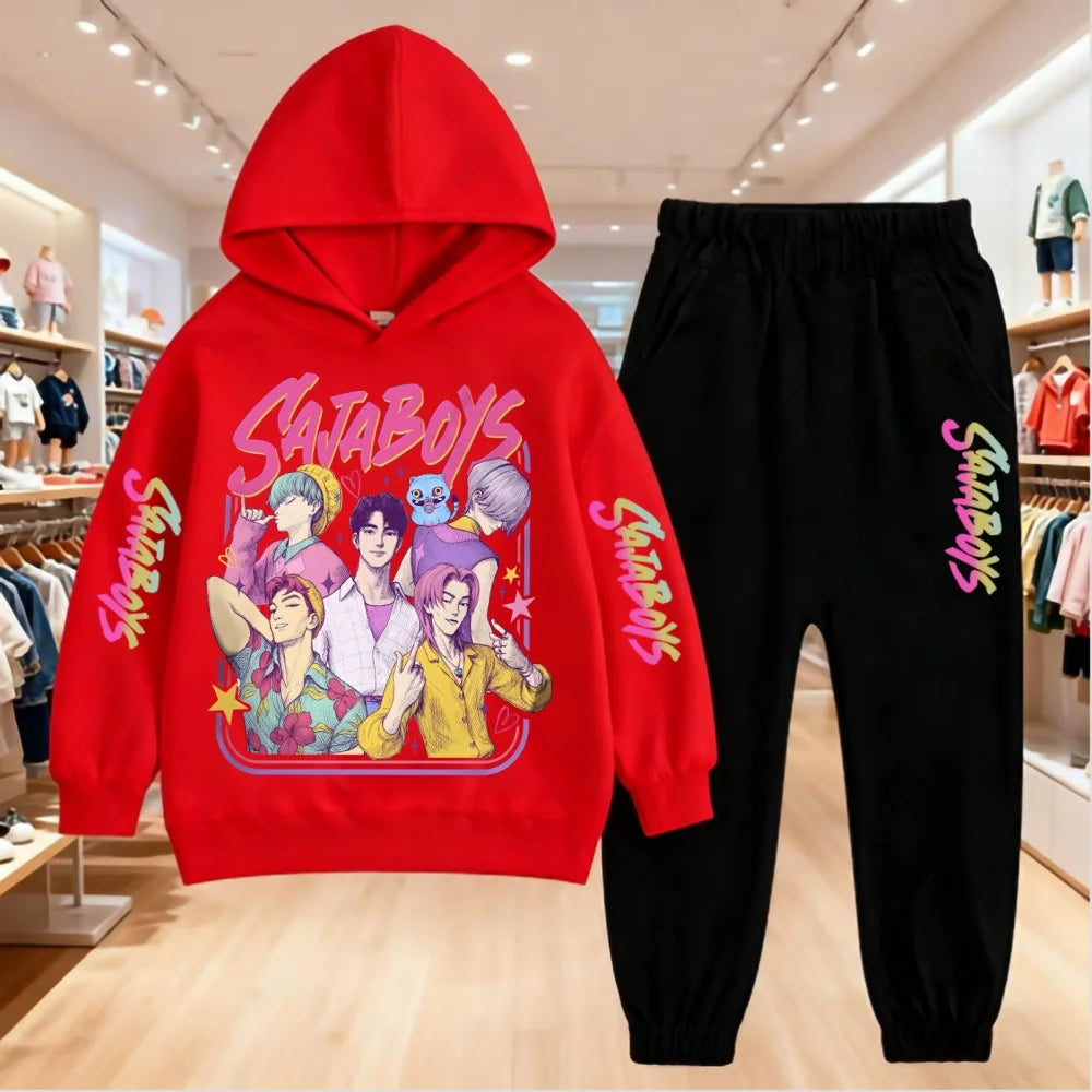 Kids Saja Boys K-pop Demon Hunters Inspired Hoodie & Joggers Set