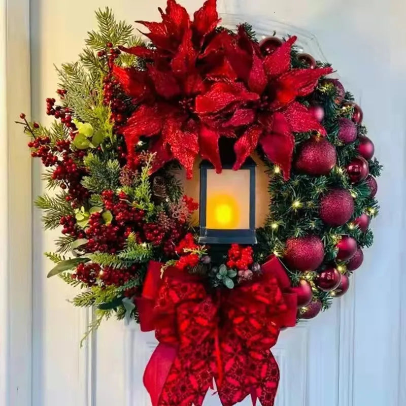 Christmas Wreath With Lamp Decoration
