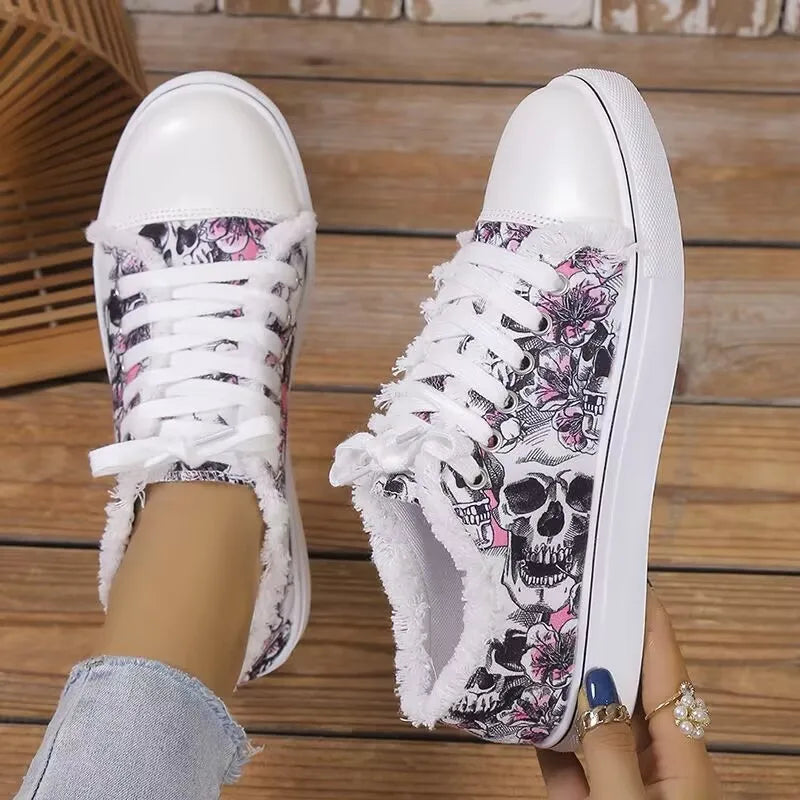 Skull Distressed Canvas Shoes