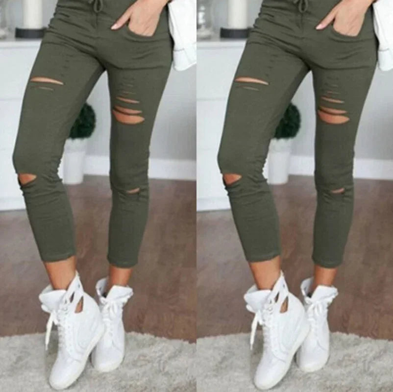 Ripped Pencil Pants Jeggings